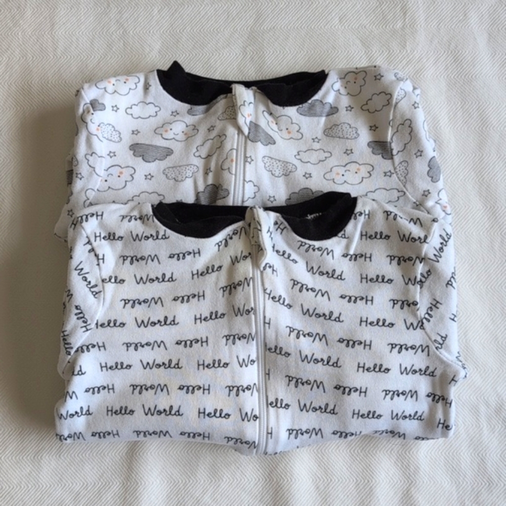 george 2-pack unisex cotton zipper footie sleeper pajamas bundle 6-12 months